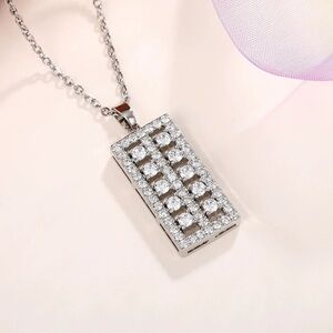 💋 Elegant Double Row Sparkle Bar Pendant Necklace